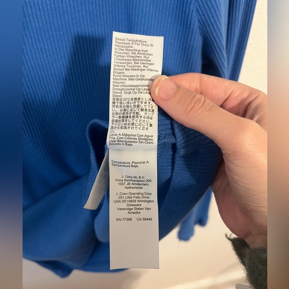 J. CREW Ruffleneck Ribbed Long Sleeve Top Blue Size XL - Picture 8 of 9